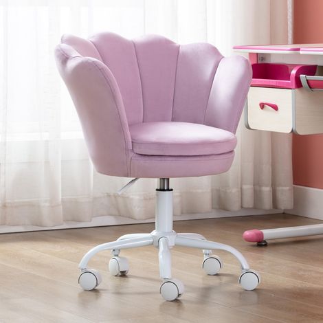 Wahson Kids Desk Chair in Velvet Swivel Task Chair with Petal Backrest Children Study Chair Height Adjustable for Girls Boys, Purple (1/5)