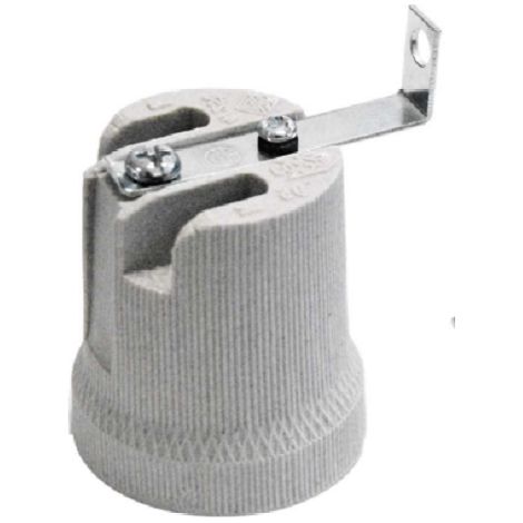 PORTALAMPADA IN CERAMICA E27 CON STAFFA 90° LAMPO A7010/10C