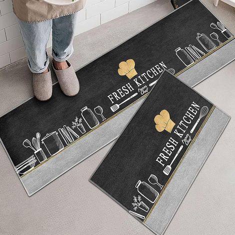Lot 2 Tapis Anti-Fatigue 40x60+40x120cm, Antidérapants/Anti-Poussière, Design Abstrait, Intérieur (1/5)