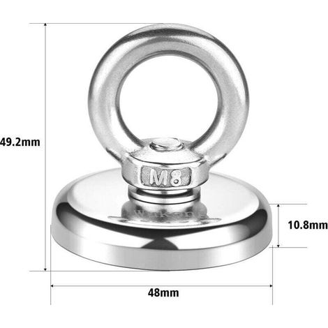 Leistungsstarker Neodym-Magnet, 48 mm Durchmesser, 75 kg Zugkraft, für industrielle und wissenschaftliche Anwendungen, Magnetangeln (1/5)