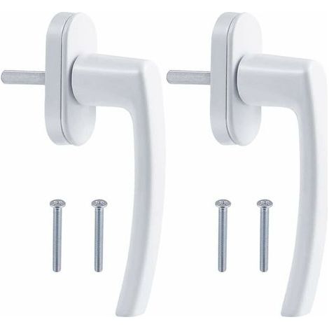 Poignée de fenêtre en alliage d'aluminium, vis dissimulée, tige en métal, couvercle en métal, poignée en aluminium massif, peinture miroir, couleur blanche,2pcs (1/5)