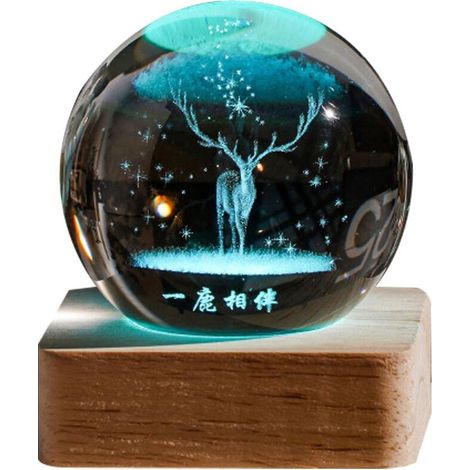 3D-Galaxie-Kristallkugel-Nachtlicht, kreatives Geburtstagsgeschenk, USB-Anschluss, Holzsockel, für Wohn- oder Schlafzimmer – Absatz 8 (1/5)