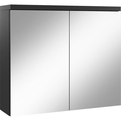 Badplaats Armario espejo Toledo 80 x 20 x 60 cm - Negro mate - M (1/3)
