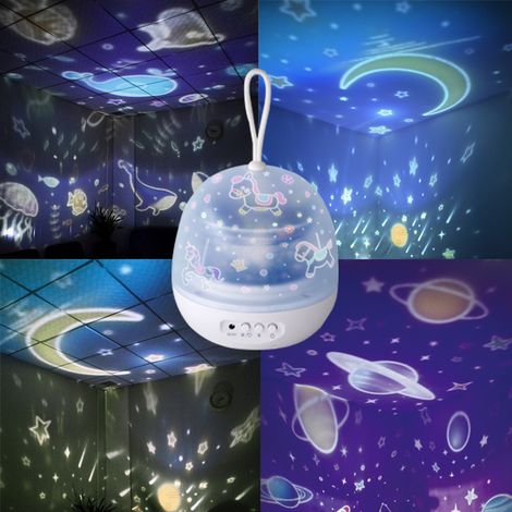 Filiyano – Lampe ciel étoilé pour chambre à coucher, veilleuse LED portable rotative romantique avec projection de licorne et lampe de Noël USB (1/3)
