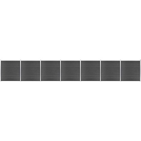 Ensemble de panneau de clôture Clôtures de jardin WPC 1218x186 cm Noir 63757 (1/5)