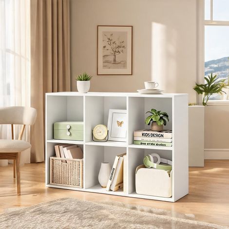 Étagère cube blanche en bois d'ingénierie 6 casiers 89 x 59.6 x (1/5)