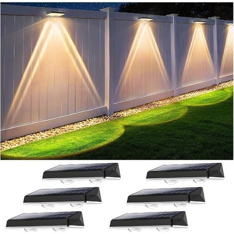 Wasserdichte IP67 Solar-Außenwandleuchte, 6 Stück, weiße Solar-Außenleuchten mit 3 Modi, leistungsstarke Solar-Außenlampe für Hof, Garten und Zaun (1/5)