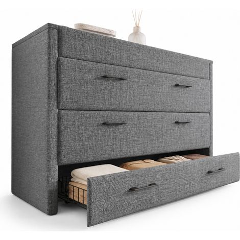 Lit armoire escamotable 140x200 avec tiroir, ports USB et Type-C, meuble mobile gain de place, sans matelas, gris CHICFURN (1/5)
