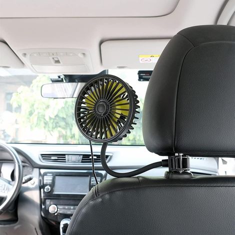 Ventilador de carro 5V (banco traseiro, 10540180 mm) - Silencioso - Rotação de 360° - USB de 3 velocidades - Para carro, SUV, caminhão (1/5)