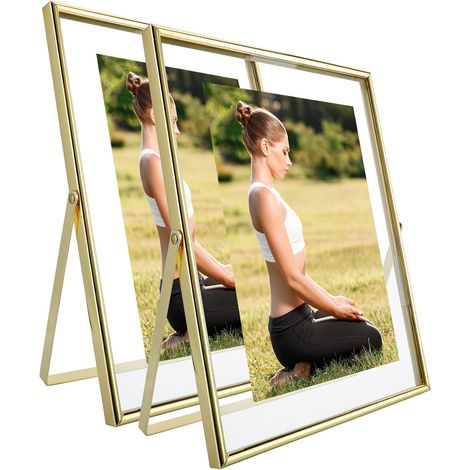Lot de cadres photo flottants x verticaux pour photos taille 2 6" 8" 5x7 4x6 3x5 dorés (1/5)