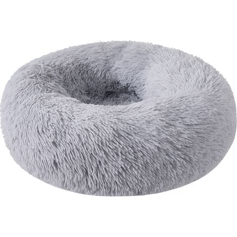 Niche pour chien et chat en peluche ronde pour animal domestique, lit d'hiver pour chien, gris clair, 80 cm (1/5)