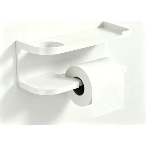 Support mural papier toilette sans perçage, porte-papier toilette avec étagère de rangement multifonction pour salle de bain (1/4)
