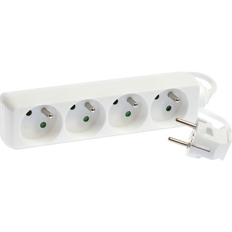 Bloc multiprise blanc 4 prises câble 1.5m GPT - Eur'Ohm