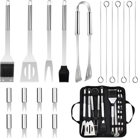 Ustensiles de barbecue - 20PCS - Acier Inoxydable - Durable - Antirouille - Ergonomique
