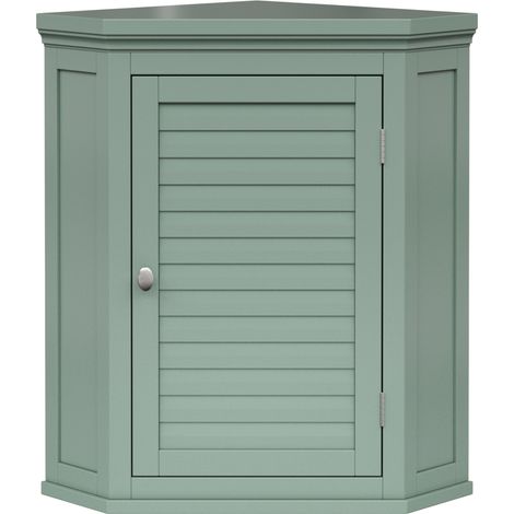 Teamson Home – Armoire murale d'angle 57.2x38.1x61 cm – Bois d'ingénierie – Installation amovible pour espaces confinés – Vert sauge (1/5)