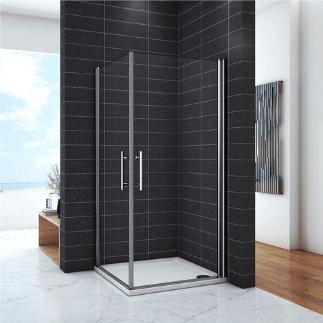 Box Doccia Angolare Due Porte a Battente alte 197 cm Rotazione di 180 Gradi Vetro Temperato Anticalcare 6 mm 100x80cm (1/5)