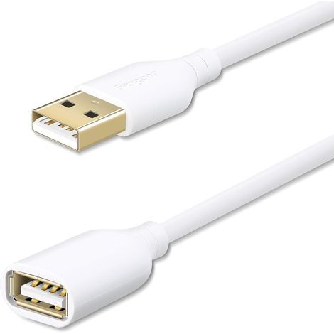 Rallonge USB 2.0 type A mâle vers type A femelle de 1,83 m pour chargement et synchronisation 183 cm blanc (1/5)
