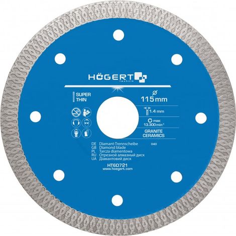 Disque à tronçonner diamanté Hogert HT6D721 115 mm