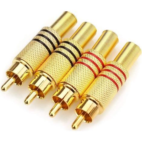 Gold-Plated RCA Phono Speaker - 2-Screw Brush Type Audio/Video Balum Connector Adapter for Multimedia and Video Surveillance - 4P (1/5)