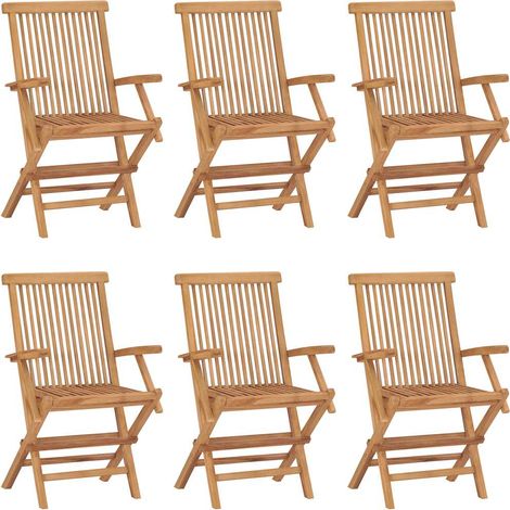 Sillas plegables, 6 unidades, madera maciza de teca. vidaXL
