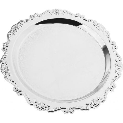 Stylish Round Metal Fruit Dish Pastry Plate Tea Dessert Serving (1/5)