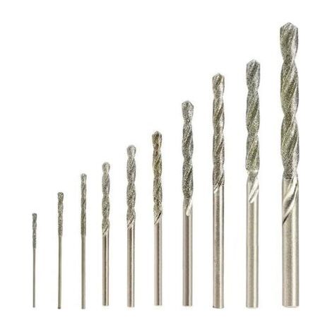 DEESSE SHOP-10pcs Diamant Foret Hélicodal 0.8/1.0/1.2/1.5/1.8/2.0/2.5/3.0/3.5/4.0mm pour Jade Verre Perle Coquillages Adaptés pour Banc Perceuse Moulin Suspendu (1/4)