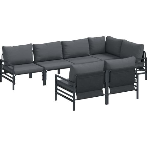 Maison Exclusive - Conjunto de sofás de jardín 7 uds. Negro Acero (1/5)