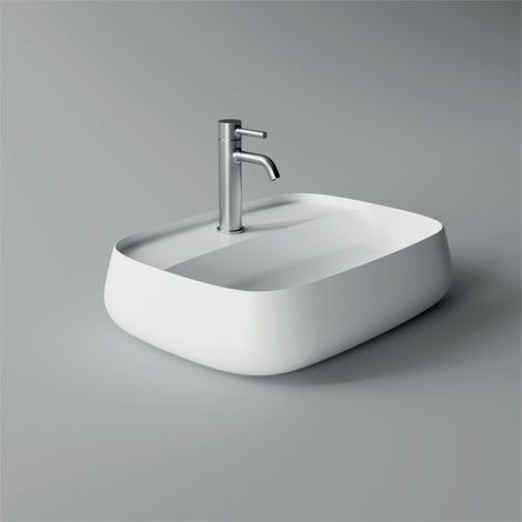 Lavabo Nur appoggio 60x45 rettangolare in ceramica bianco di