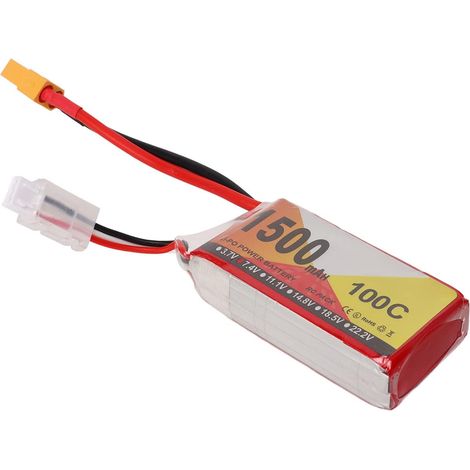 Batterie Lipo Haute Puissance 1500mAh 7.4V 100C 2S pour Voiture de Course RC Quadrirotor pour Prise FPV XT60 (1/5)