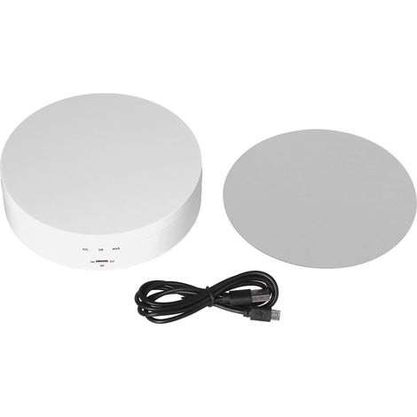 Présentoir rotatif motorisé 138mm, plateau tournant électrique, 3 vitesses réglables, support de bijoux alimenté par USB, blanc (1/5)