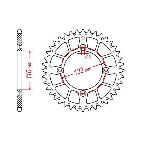 Couronne Alu TT KTM Orange - 428 - 48 Dents - Made in Germany (1/3)