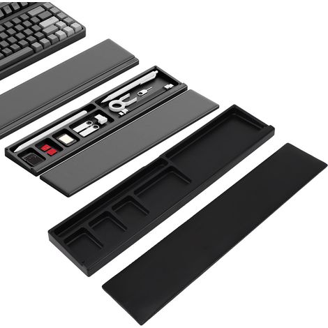 Tastatur-Handgelenkauflage, Schreibtisch-Trennwand mit Aufbewahrungsbox, ideal für Laptop-Zubehör, im Büro oder zu Hause – schwarz (1/5)