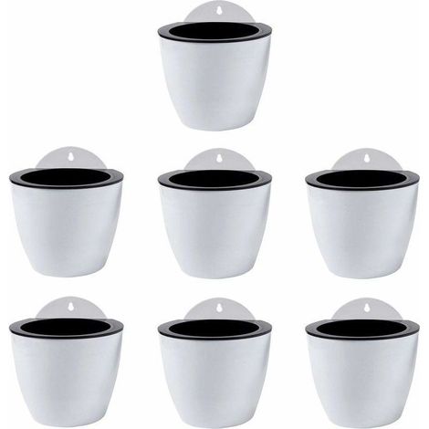 Set di 7 vasi da appendere autoirriganti, decorazione da parete, vasi per fiori da interni/esterni, decorazione da parete per finestre in plastica bianca -Crezuo