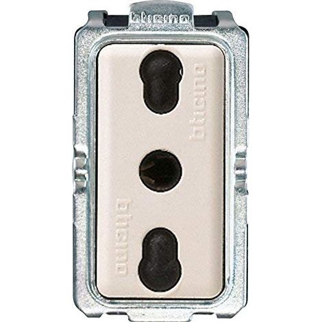 Presa Bivalente di Sicurezza Avorio 2P+T Standard Italiano Bticino Magic 5180 (1/4)