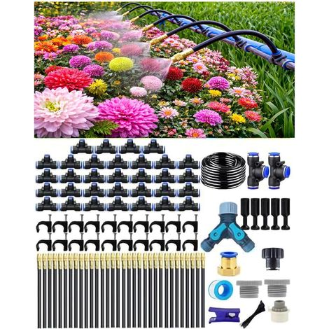 Système d'Irrigation Goutte-à-Goutte, Arrosage Automatique de Jardin, Buse Brumisatrice Réglable 360°, Tête d'Arroseur Rotative à Haut Débit pour Jardin, Terrasse et Plantes en Pot (1/5)