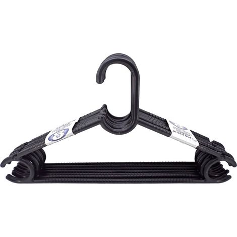 Pack 8 perchas de plastico organizador con barra pantalon  Negro (1/3)