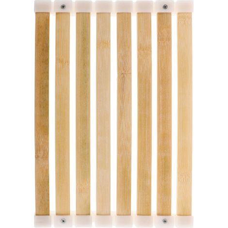 Beige Braided Bamboo Bath Mat, High Temperature Resistant, Comfortable and Non-Slip, for Sauna, Bathroom and Outdoor Use (1/5)