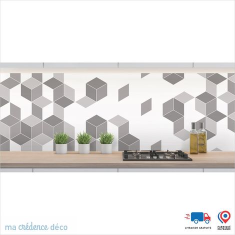 Crédence : Cubes et couleurs 5 - Couleur Gris platine - Alu composite - 120 - 60 (1/3)