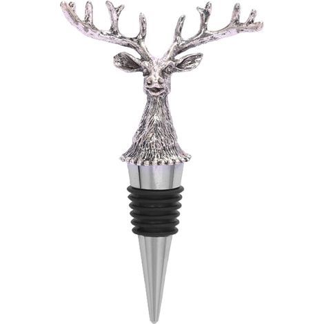 Stainless Steel Silver Stag Head Bottle Stopper Reusable 11 x 7 cm