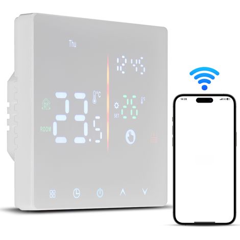 Termostato digital inteligente para calefacción eléctrica, programable semanalmente vía Wi-Fi, compatible con Tuya, pantalla LCD, control de temperatura. (1/5)