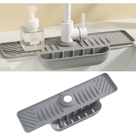 Paraschizzi in silicone per rubinetti da cucina e bagno, fissaggio posteriore con anello, grigio