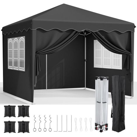 Faltpavillon 3x3m mit Seitenteilen, UV-Schutz 50+, wasserdicht, höhenverstellbar (1/5)