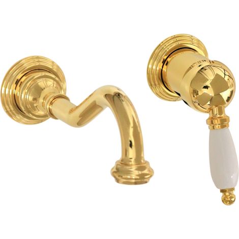 Mezclador monomando de pared para lavabo en color dorado Gattoni Orta 2737/27D0.OLD  Oro