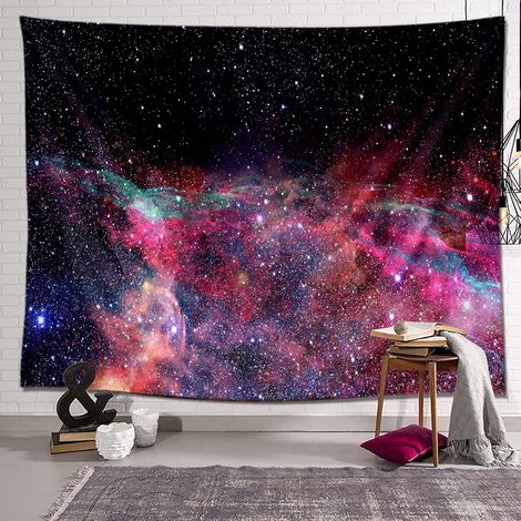 Tapisserie Murale Psychédélique Constellation Galaxy univers tenture murale literie tapisserie ciel étoilé couverture de plage pique-nique tapis pour chambre salon dortoir 150x130 cm