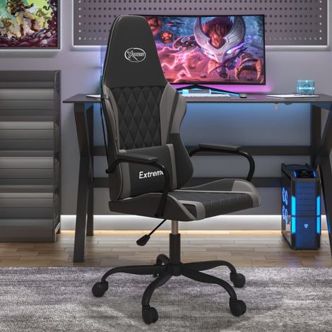 Gaming-Stuhl Schwarz und Grau Kunstleder