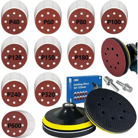 Schleifscheiben 125mm Klett 100 Stück Exzenterschleifer M14 8 Löcher (1/5)