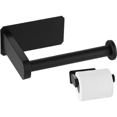 Porte-Papier Toilette Sans Perçage, Porte-Papier Toilette Auto-Adhésif En Acier Inoxydable, Pour Salle De Bain Cuisine - 1Set Noir (1/5)