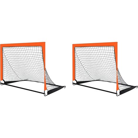 2X But de Football pour Enfants Orange, But de Football D'Entraînement Mobile Pliable et Portable (1/5)