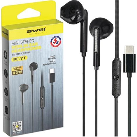Cuffie stereo Awei PC-7T USB-C da 1,2 m, nere (1/5)