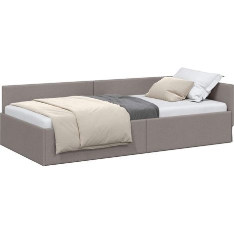 Estructura de cama en esquina Taupé 90 cm x 190 cm tela vidaXL (1/5)